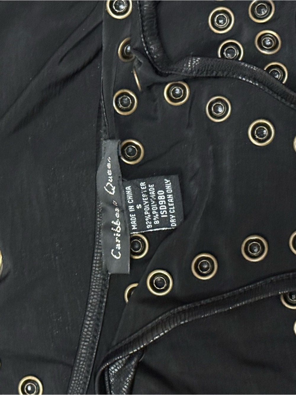 Caribbean Queen Black Mini Dress with Gold Eyelet Accents - Picture 7 of 7